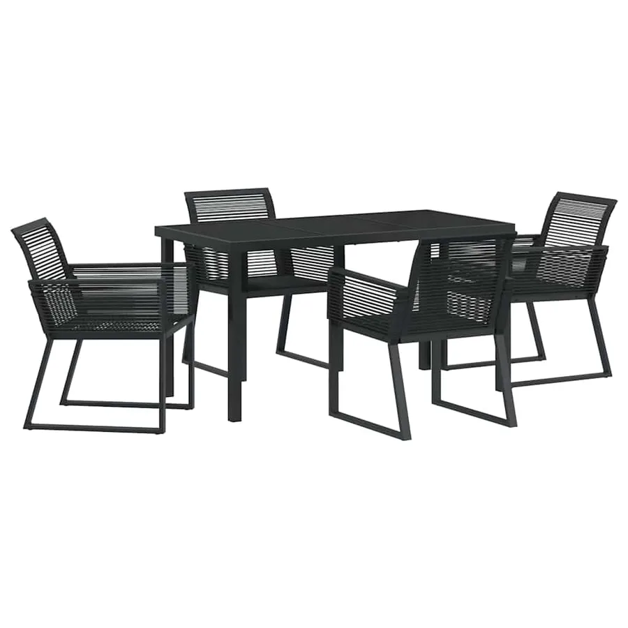 Ensemble de salle à manger pour jardin 5 pcs Noir - 2