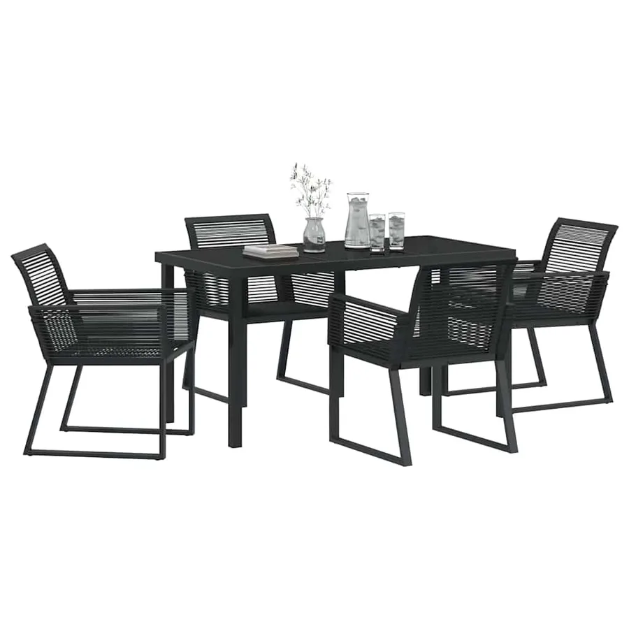 Ensemble de salle à manger pour jardin 5 pcs Noir - 3