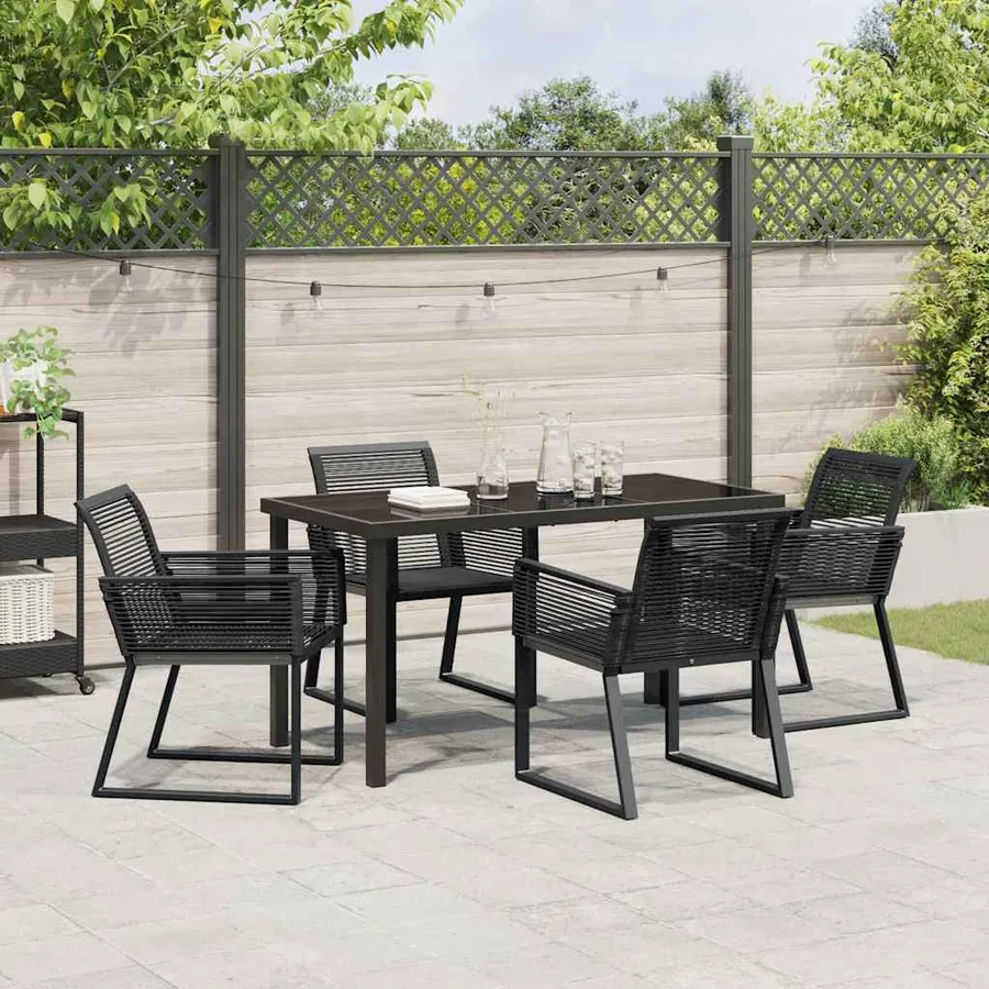 Ensemble de salle à manger pour jardin 5 pcs Noir - 4