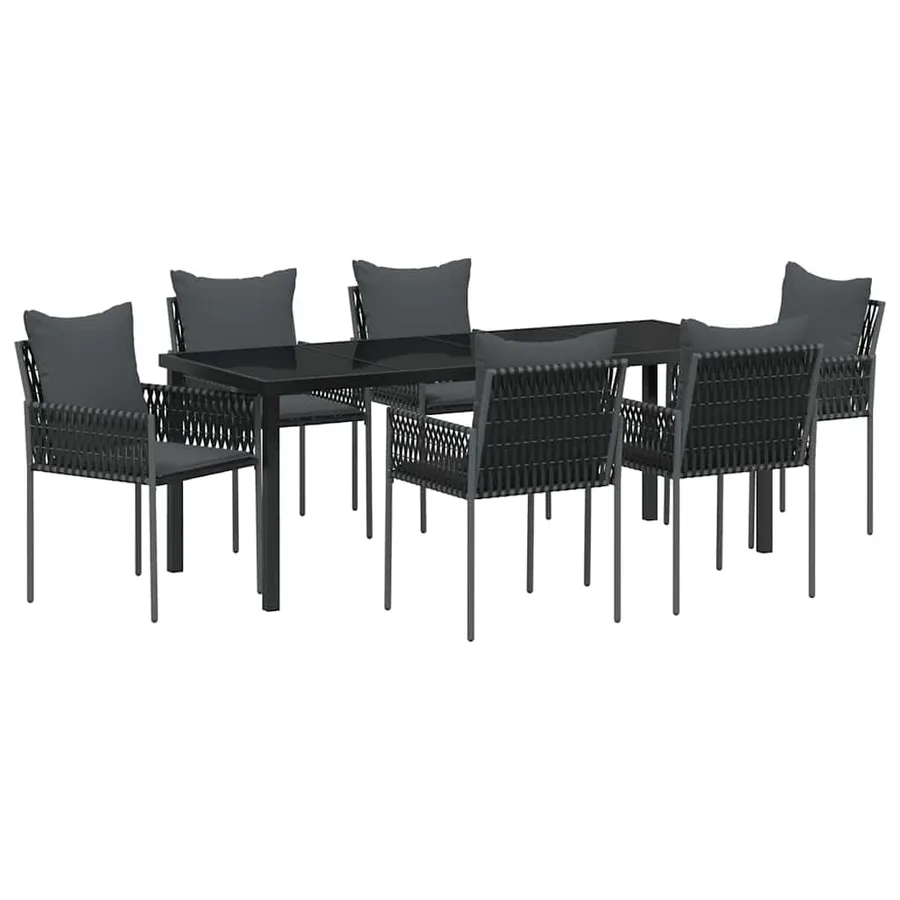 Ensemble de salle à manger pour jardin 7 pcs Noir et gris - 2