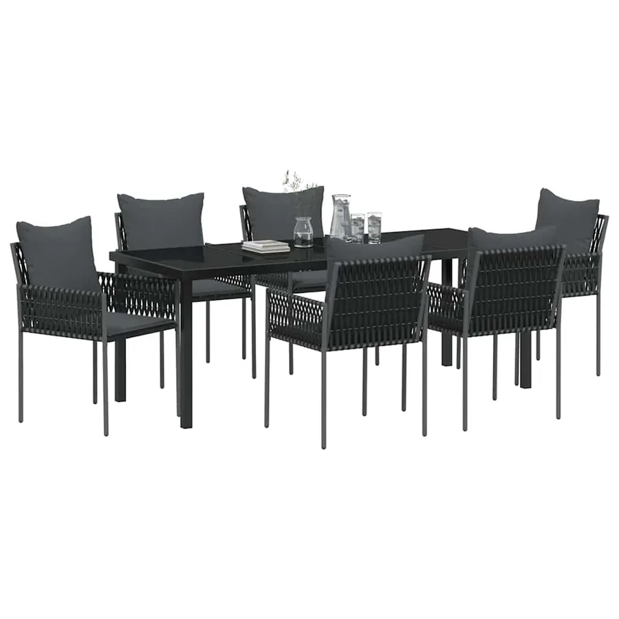 Ensemble de salle à manger pour jardin 7 pcs Noir et gris - 3