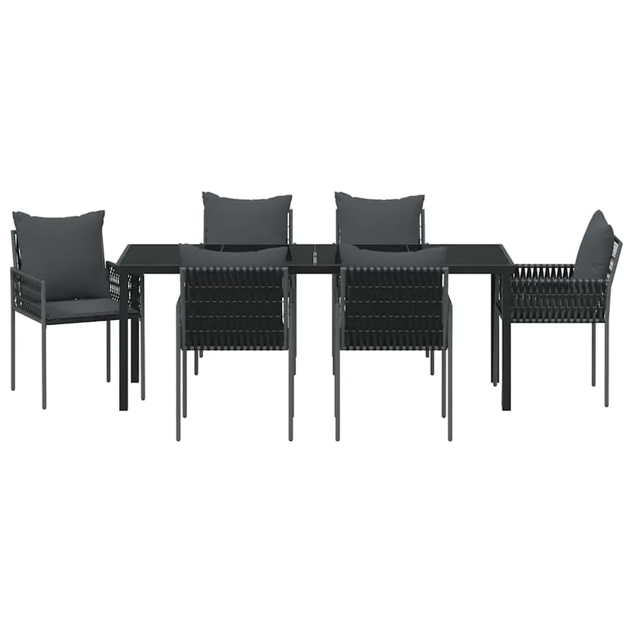 Ensemble de salle à manger pour jardin 7 pcs Noir et gris - 7