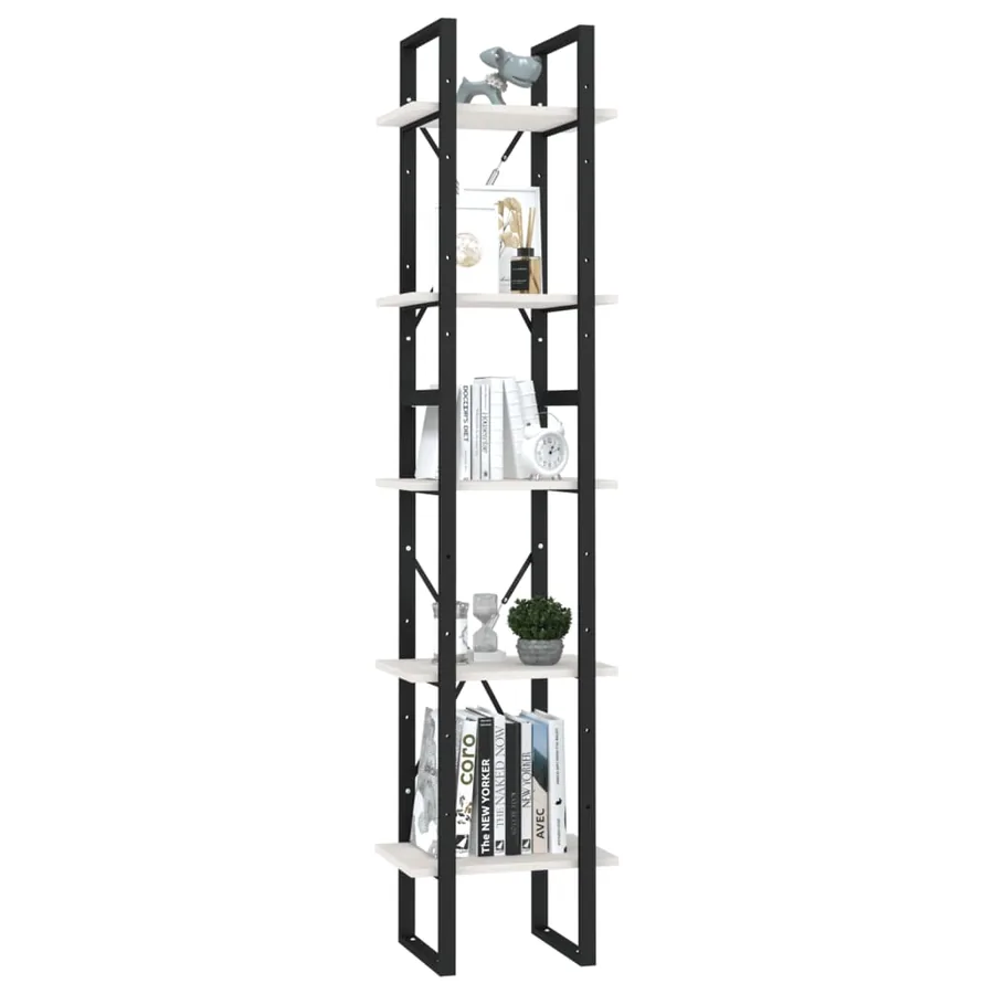 Bibliothèque à 5 niveaux Blanc 40x30x175 cm Bois de pin - 3