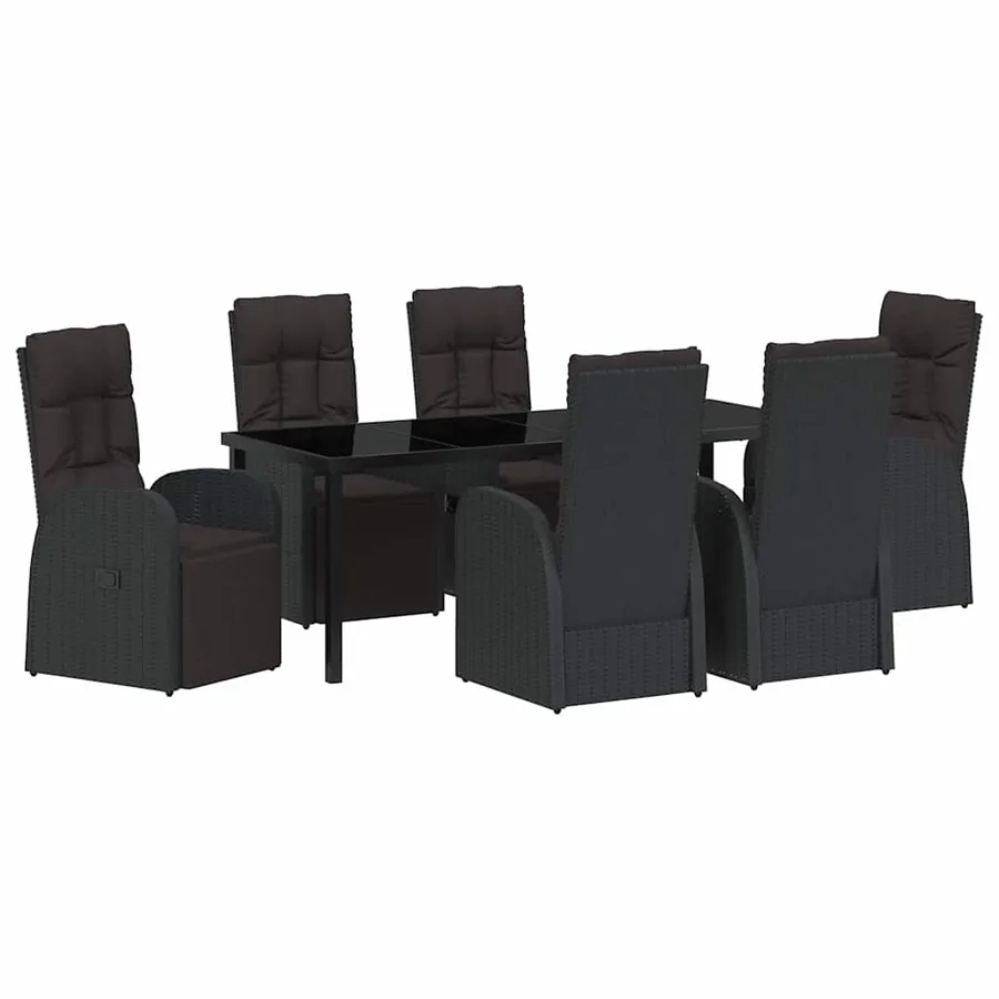 Ensemble de salle à manger pour jardin 7 pcs Noir polyrotin - 2