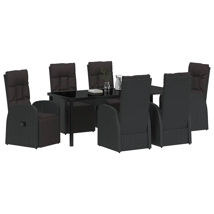 Ensemble de salle à manger pour jardin 7 pcs Noir polyrotin - 3