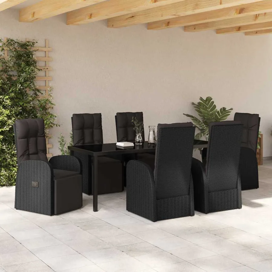 Ensemble de salle à manger pour jardin 7 pcs Noir polyrotin - 4