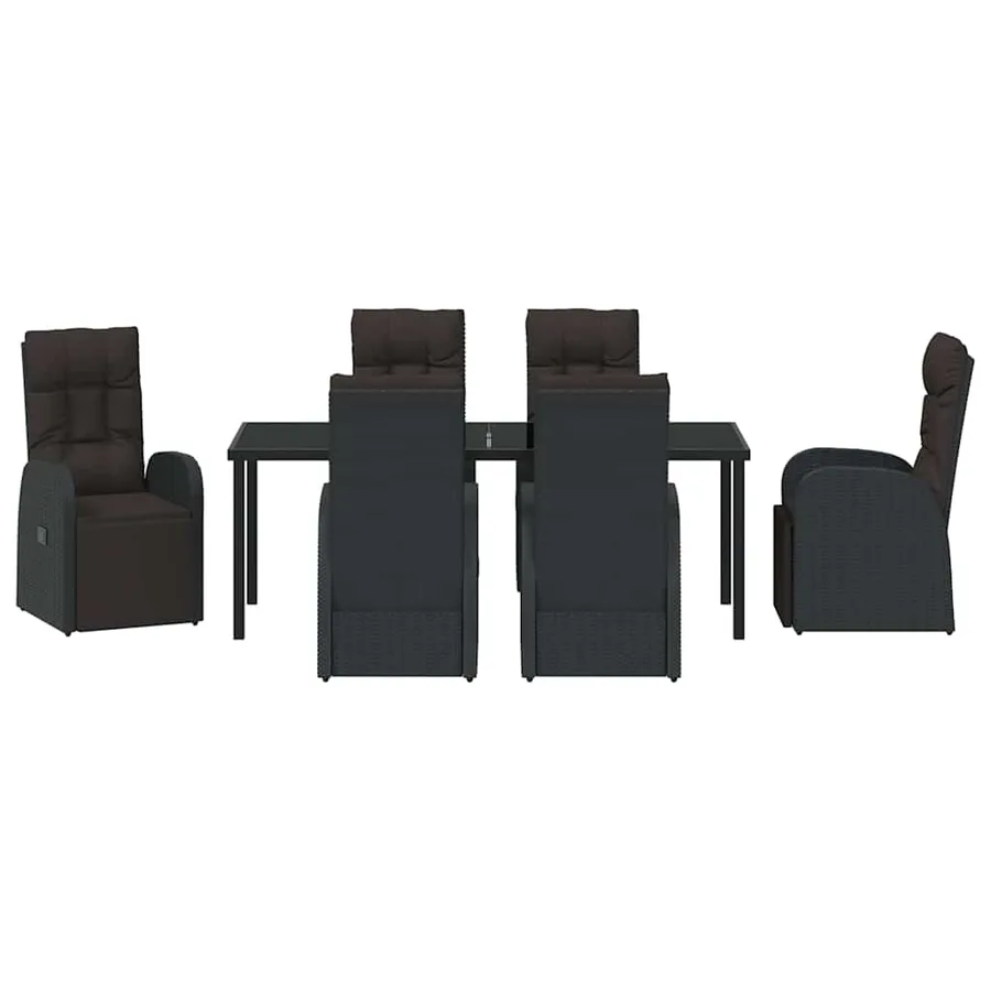 Ensemble de salle à manger pour jardin 7 pcs Noir polyrotin - 7