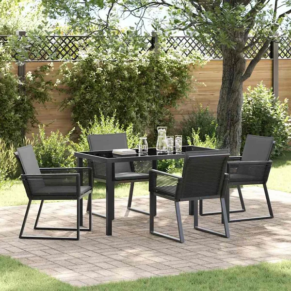 Ensemble de salle à manger pour jardin 5 pcs Noir