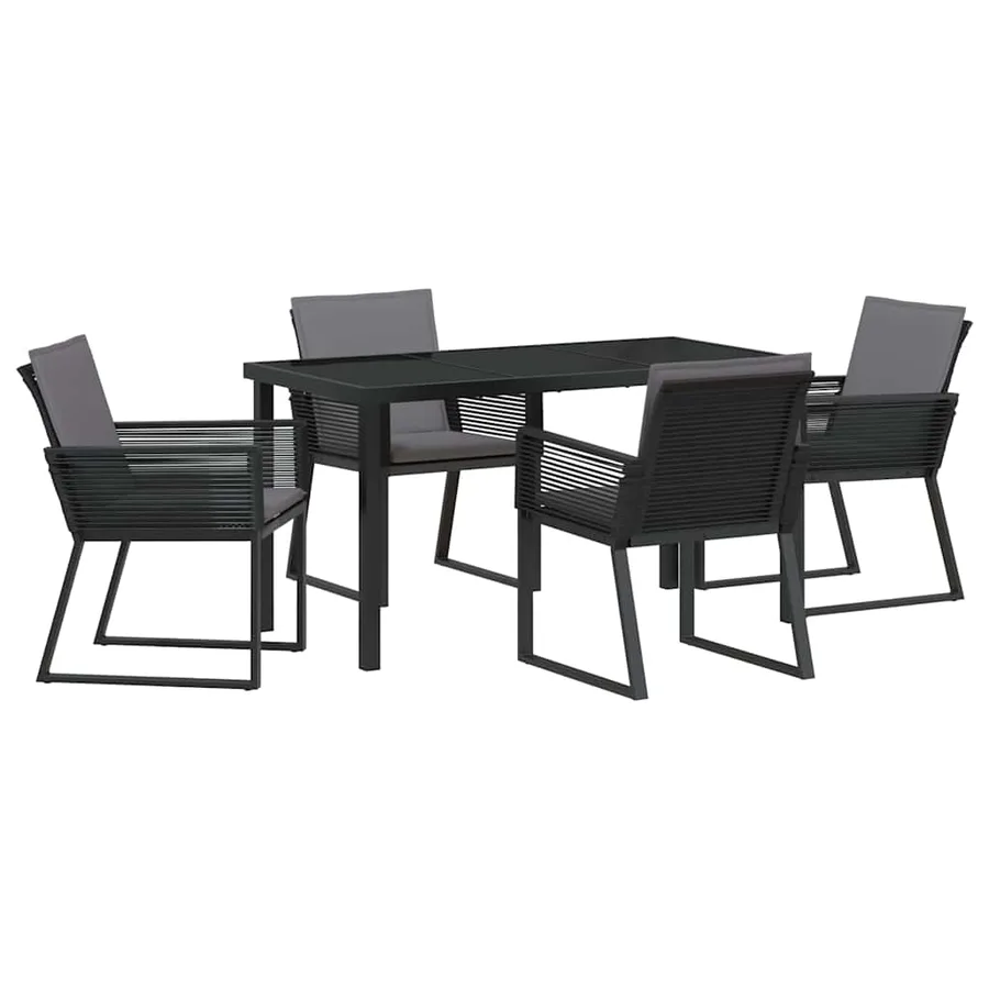 Ensemble de salle à manger pour jardin 5 pcs Noir - 2
