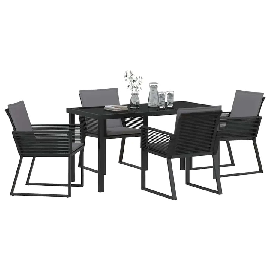 Ensemble de salle à manger pour jardin 5 pcs Noir - 3