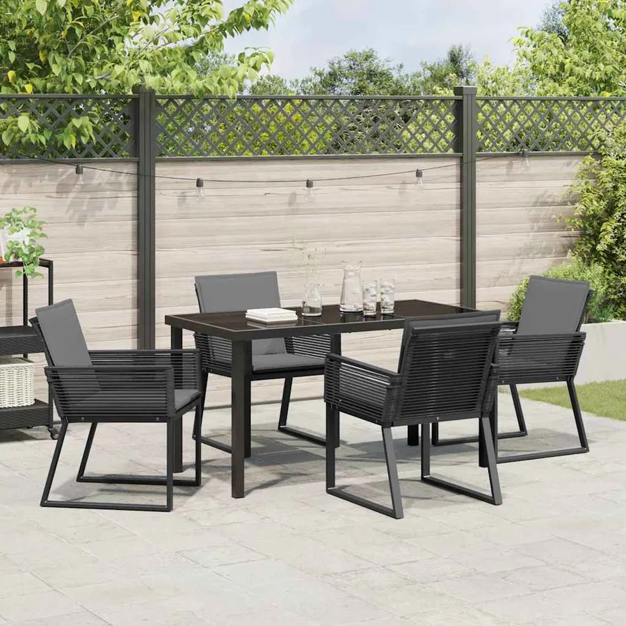Ensemble de salle à manger pour jardin 5 pcs Noir - 4