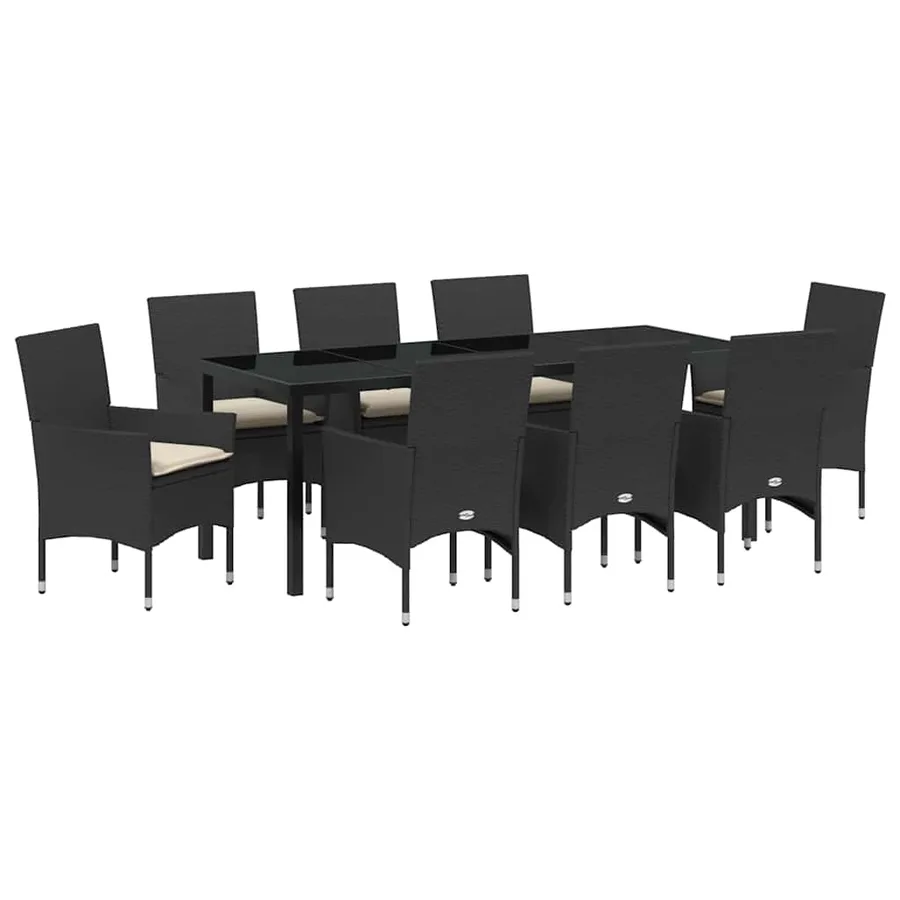 Ensemble de salle à manger pour jardin 9 pcs Noir polyrotin - 2