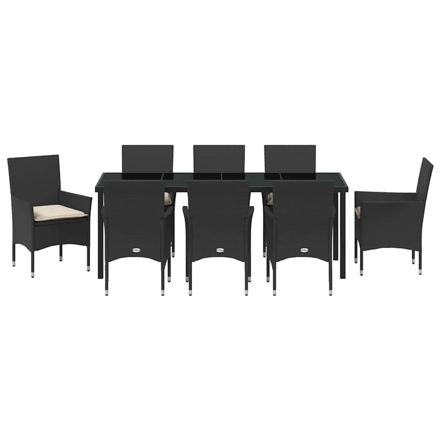 Ensemble de salle à manger pour jardin 9 pcs Noir polyrotin - 7