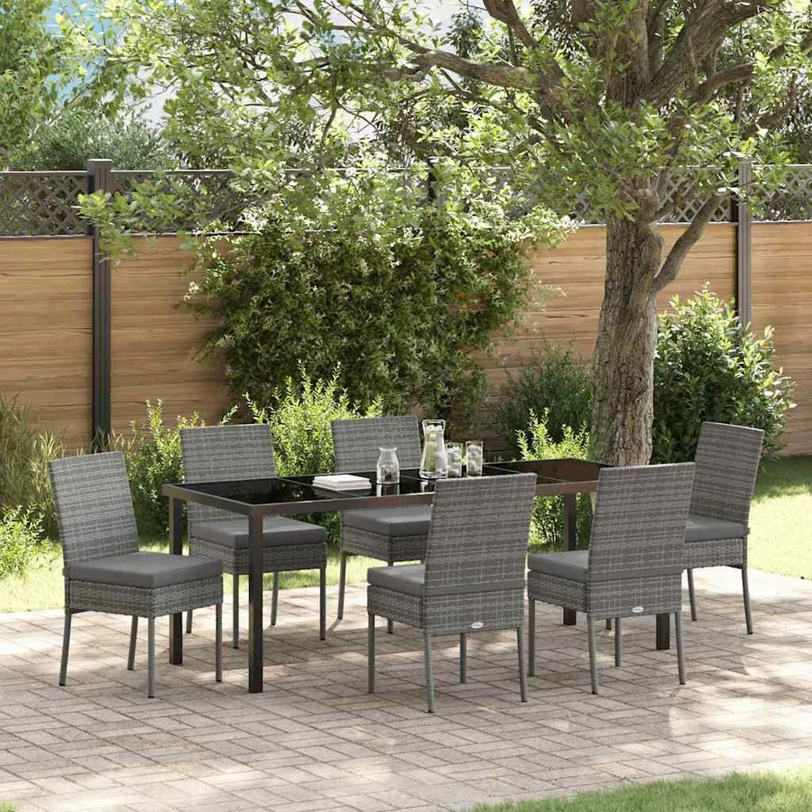 Ensemble de salle à manger pour jardin 7 pcs Gris