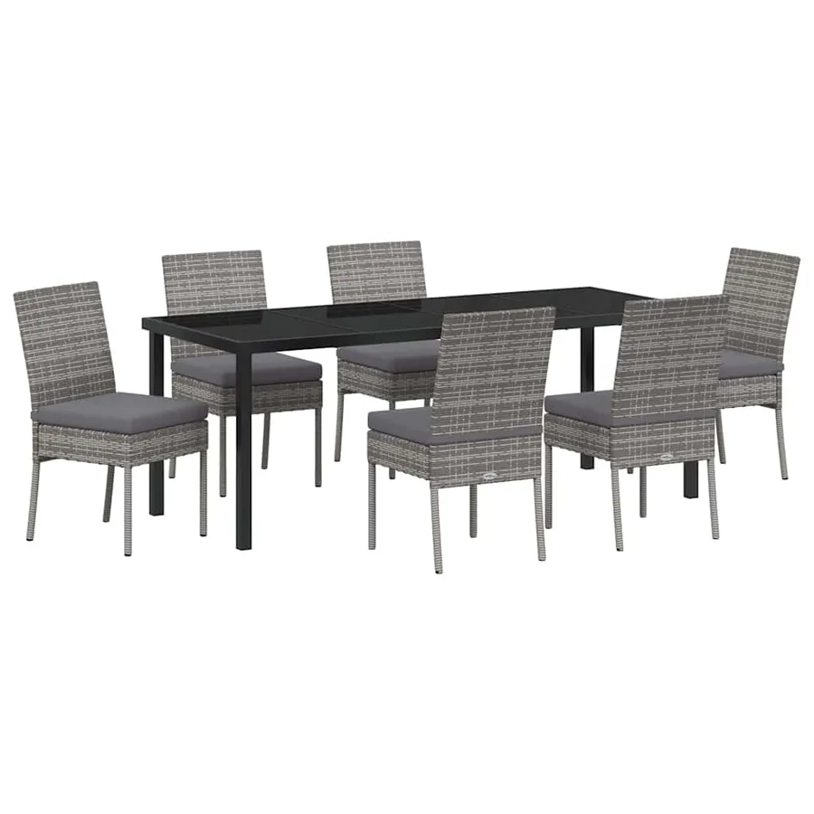 Ensemble de salle à manger pour jardin 7 pcs Gris - 2