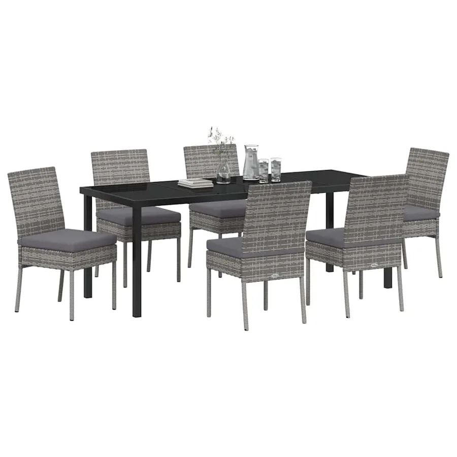 Ensemble de salle à manger pour jardin 7 pcs Gris - 3