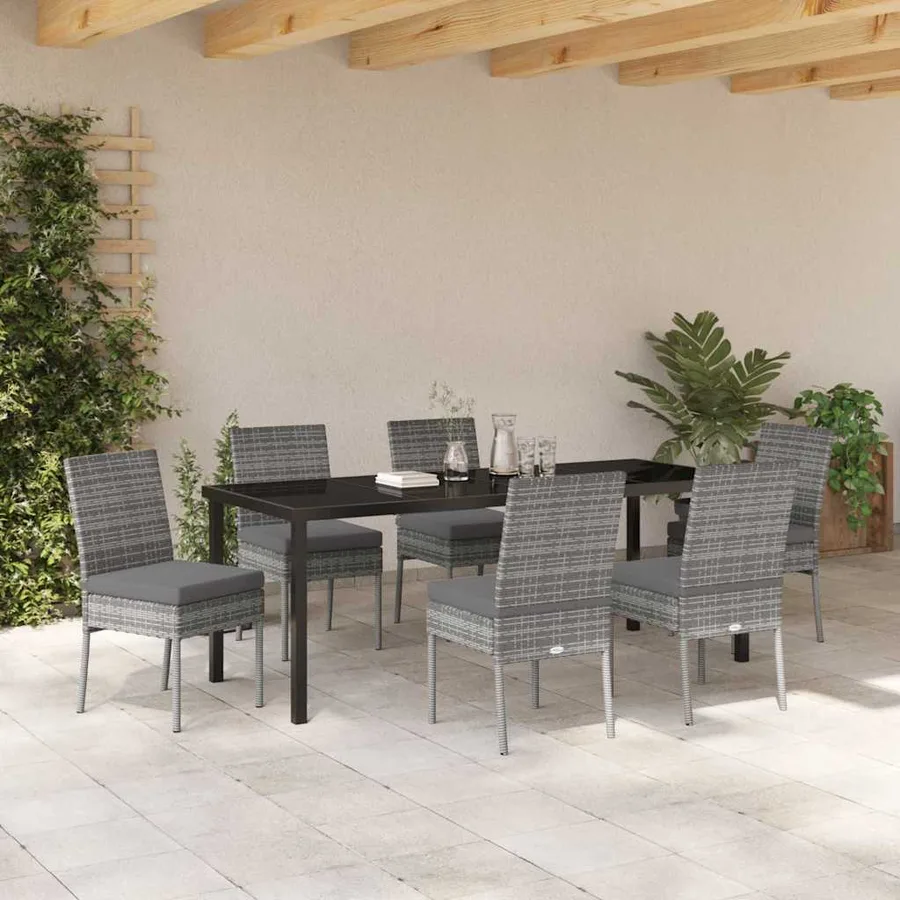 Ensemble de salle à manger pour jardin 7 pcs Gris - 4