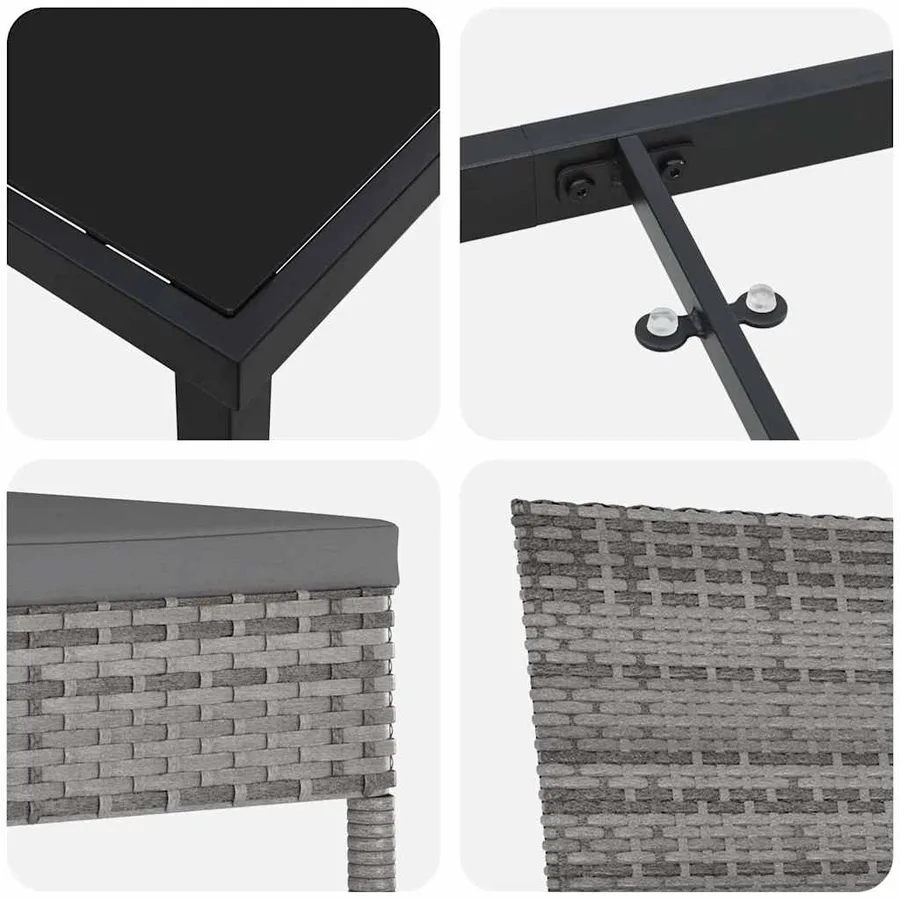 Ensemble de salle à manger pour jardin 7 pcs Gris - 9