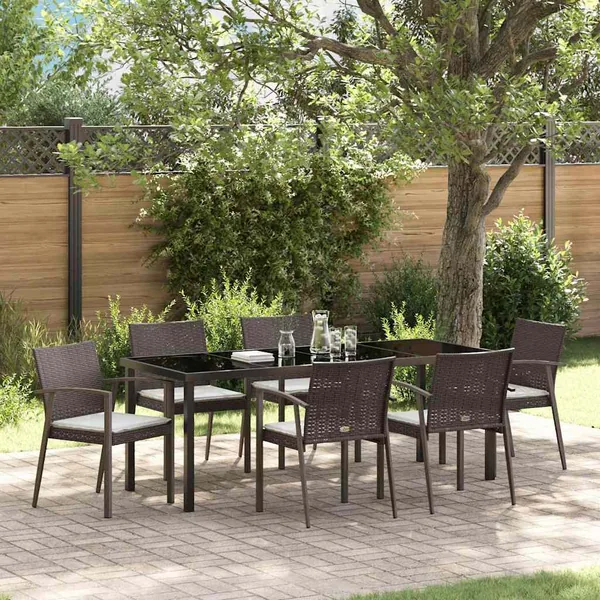 Ensemble de salle à manger pour jardin 7 pcs Marron et Noir