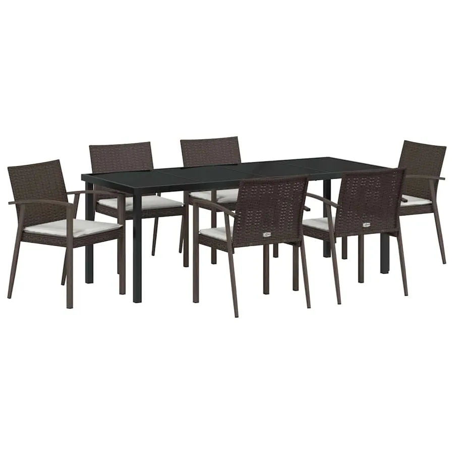 Ensemble de salle à manger pour jardin 7 pcs Marron et Noir - 2