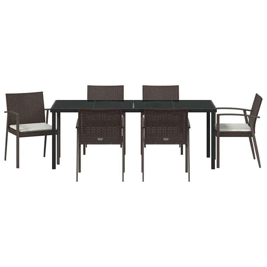 Ensemble de salle à manger pour jardin 7 pcs Marron et Noir - 7