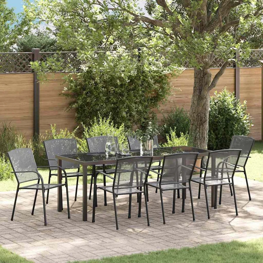 Ensemble de salle à manger pour jardin 9 pcs Anthracite