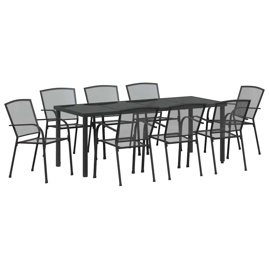 Ensemble de salle à manger pour jardin 9 pcs Anthracite - 2