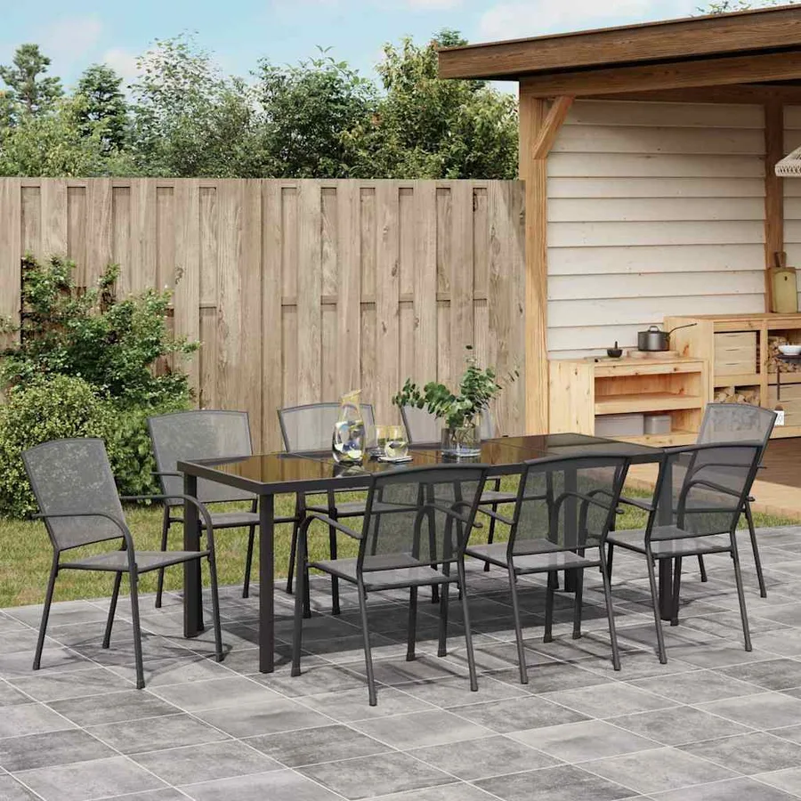 Ensemble de salle à manger pour jardin 9 pcs Anthracite - 4