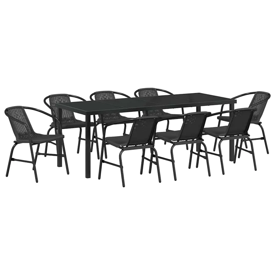 Ensemble de salle à manger pour jardin 9 pcs Noir - 2