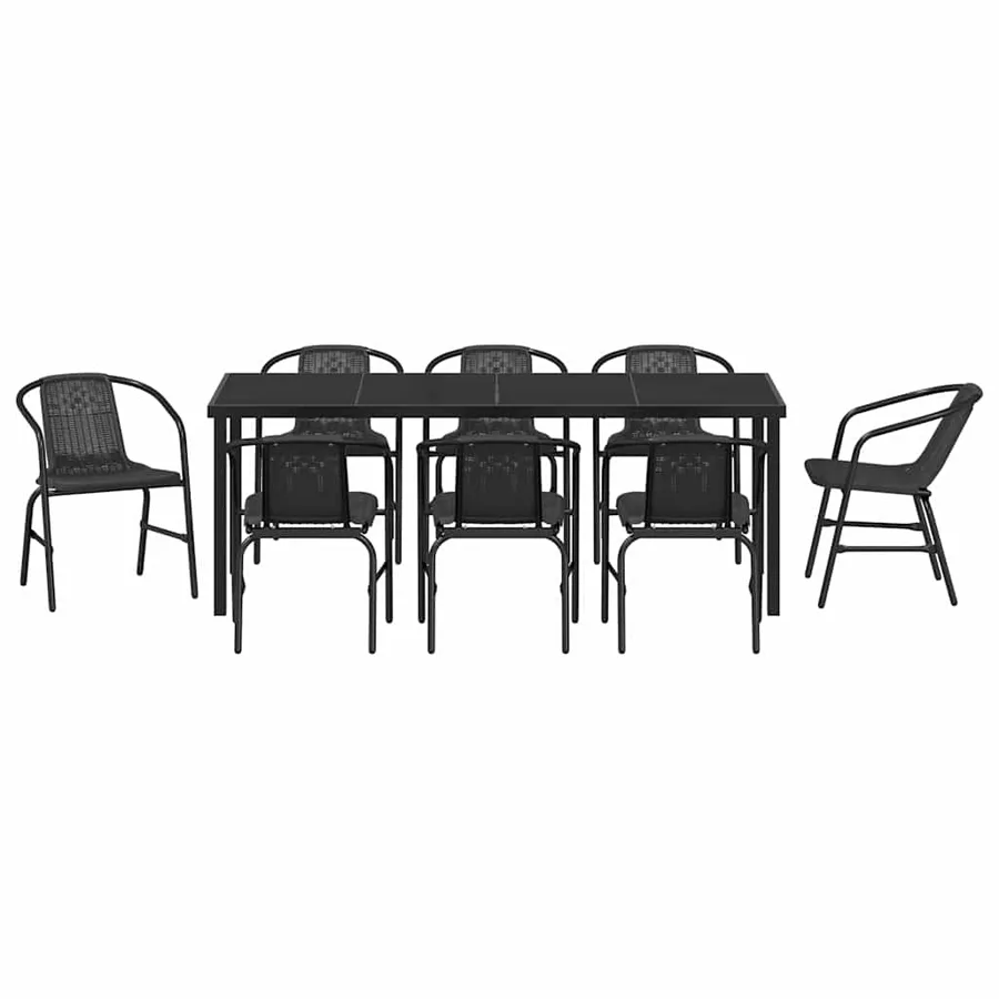 Ensemble de salle à manger pour jardin 9 pcs Noir - 7