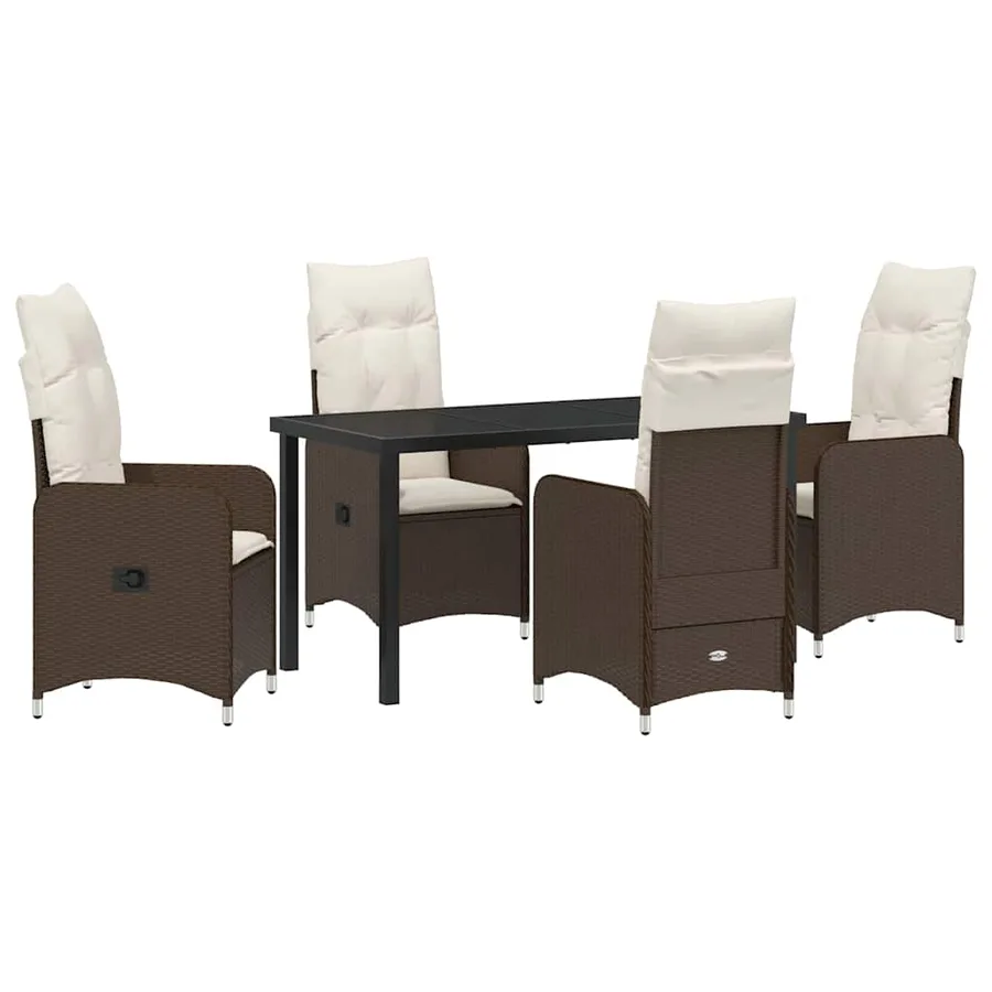 Ensemble de salle à manger pour jardin 5 pcs Marron polyrotin - 2