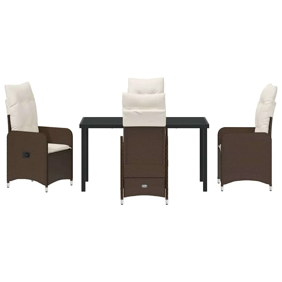 Ensemble de salle à manger pour jardin 5 pcs Marron polyrotin - 7