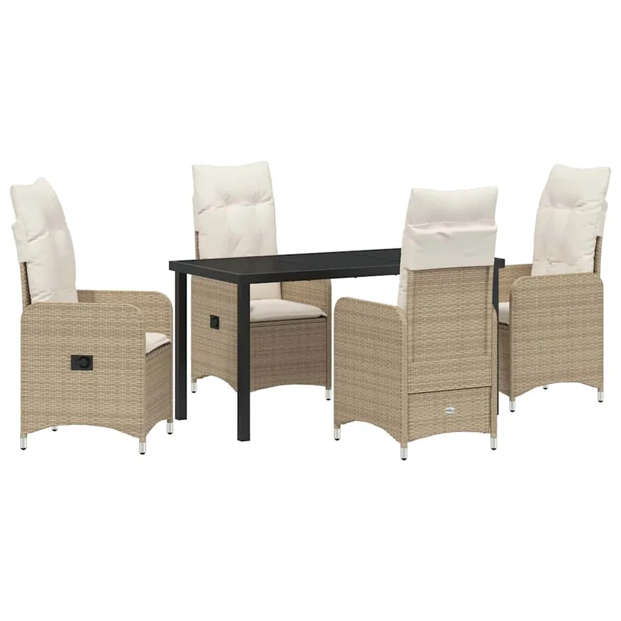 Ensemble de salle à manger pour jardin 5 pcs Beige polyrotin - 2
