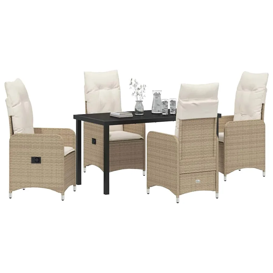 Ensemble de salle à manger pour jardin 5 pcs Beige polyrotin - 3