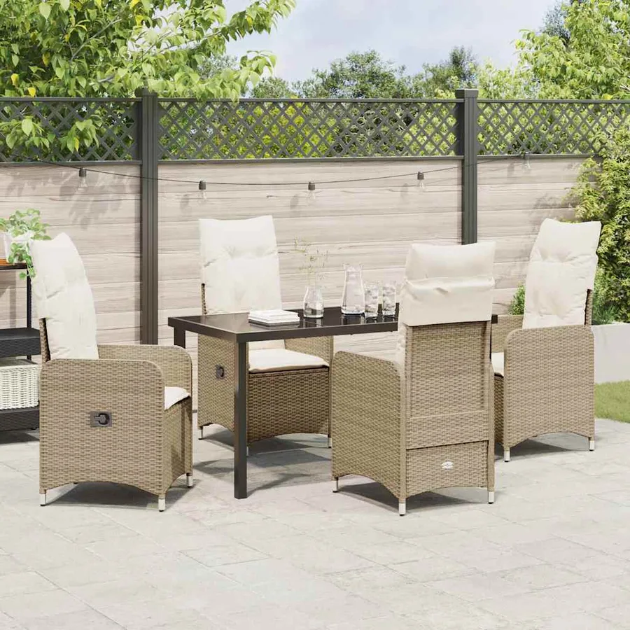 Ensemble de salle à manger pour jardin 5 pcs Beige polyrotin - 4