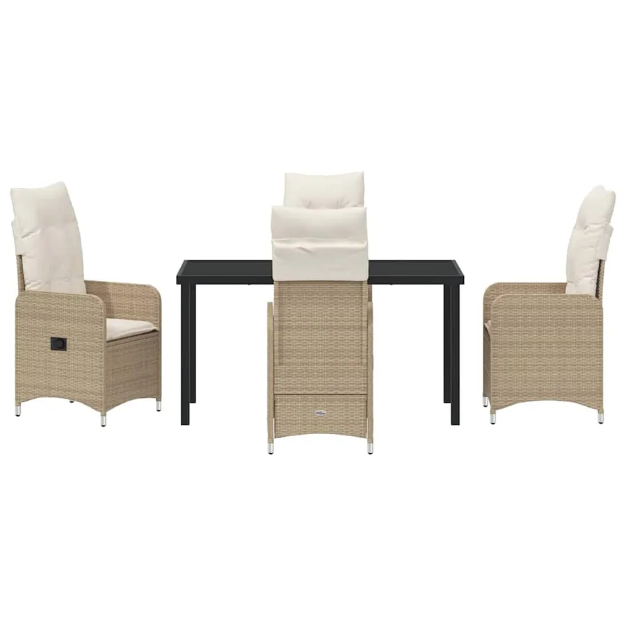 Ensemble de salle à manger pour jardin 5 pcs Beige polyrotin - 7