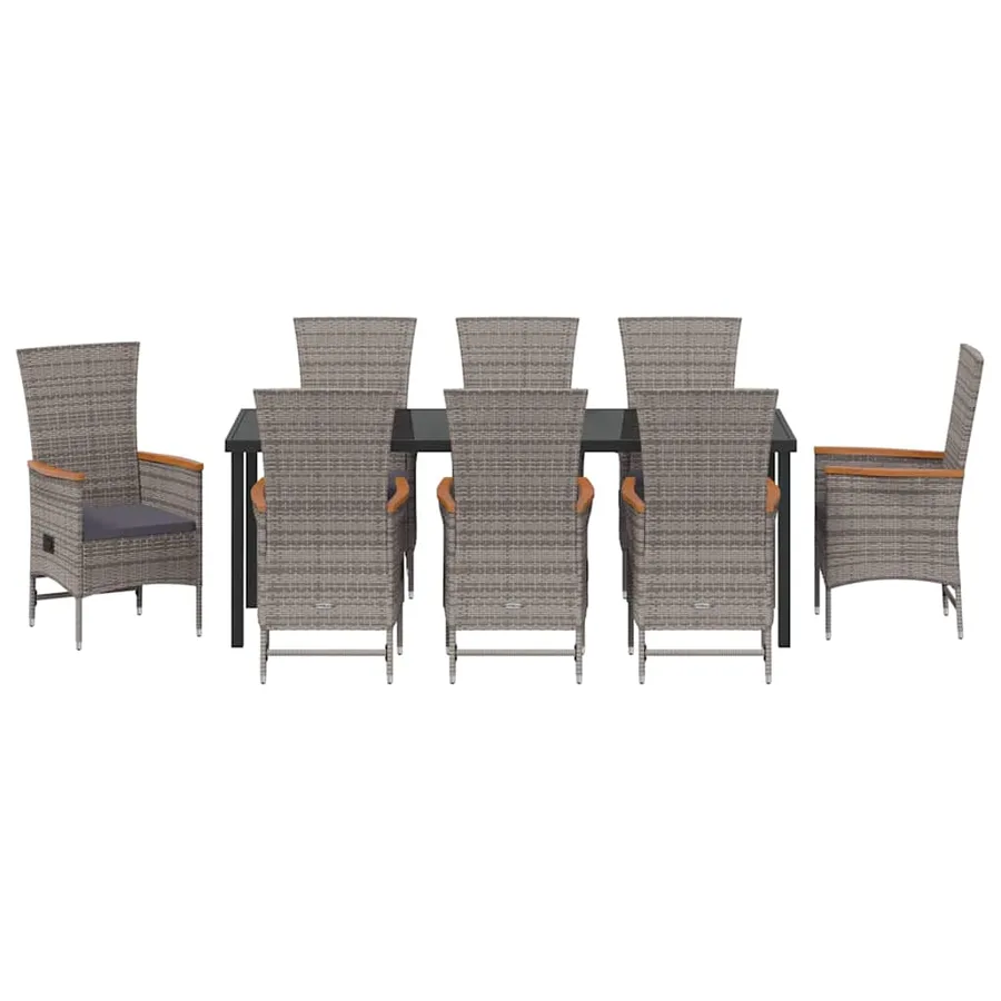 Ensemble de salle à manger pour jardin avec coussin 9 pcs Gris - 7