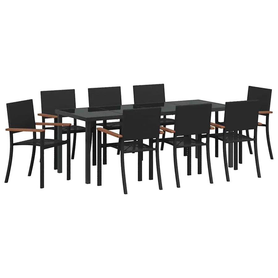 Ensemble de salle à manger pour jardin 9 pcs Noir - 2