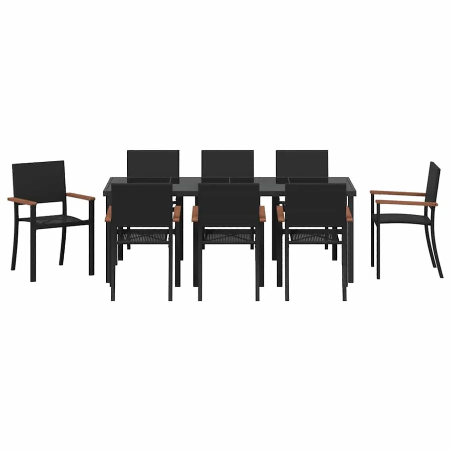 Ensemble de salle à manger pour jardin 9 pcs Noir - 7