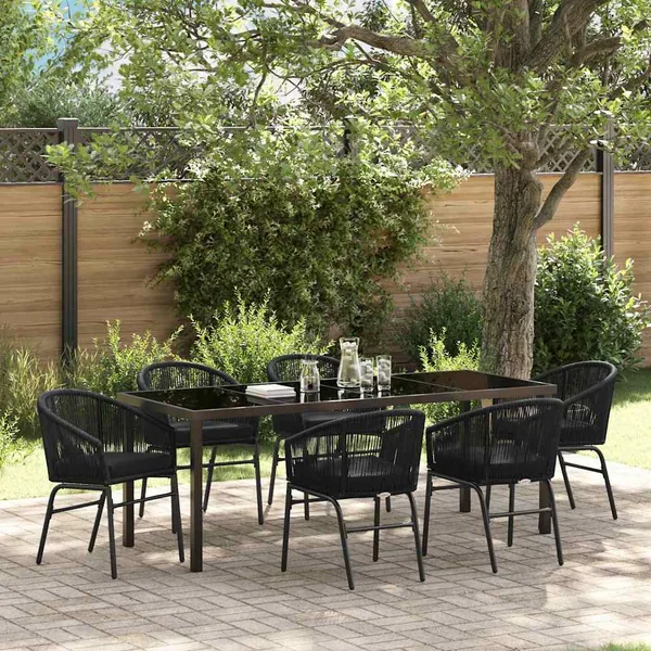 Ensemble de salle à manger pour jardin 7 pcs Noir