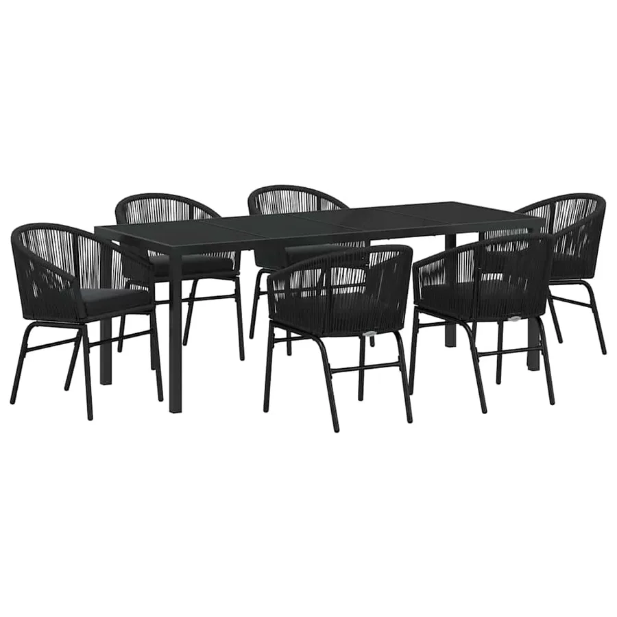 Ensemble de salle à manger pour jardin 7 pcs Noir - 2