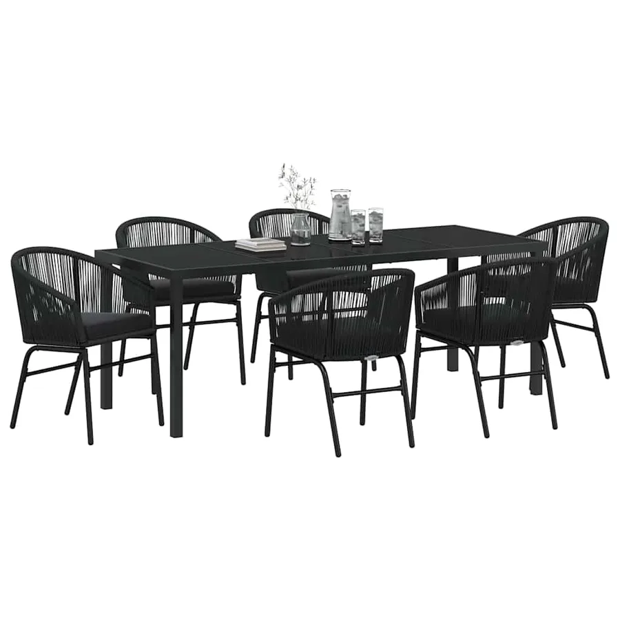 Ensemble de salle à manger pour jardin 7 pcs Noir - 3