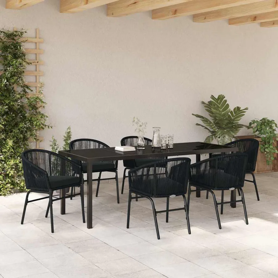 Ensemble de salle à manger pour jardin 7 pcs Noir - 4