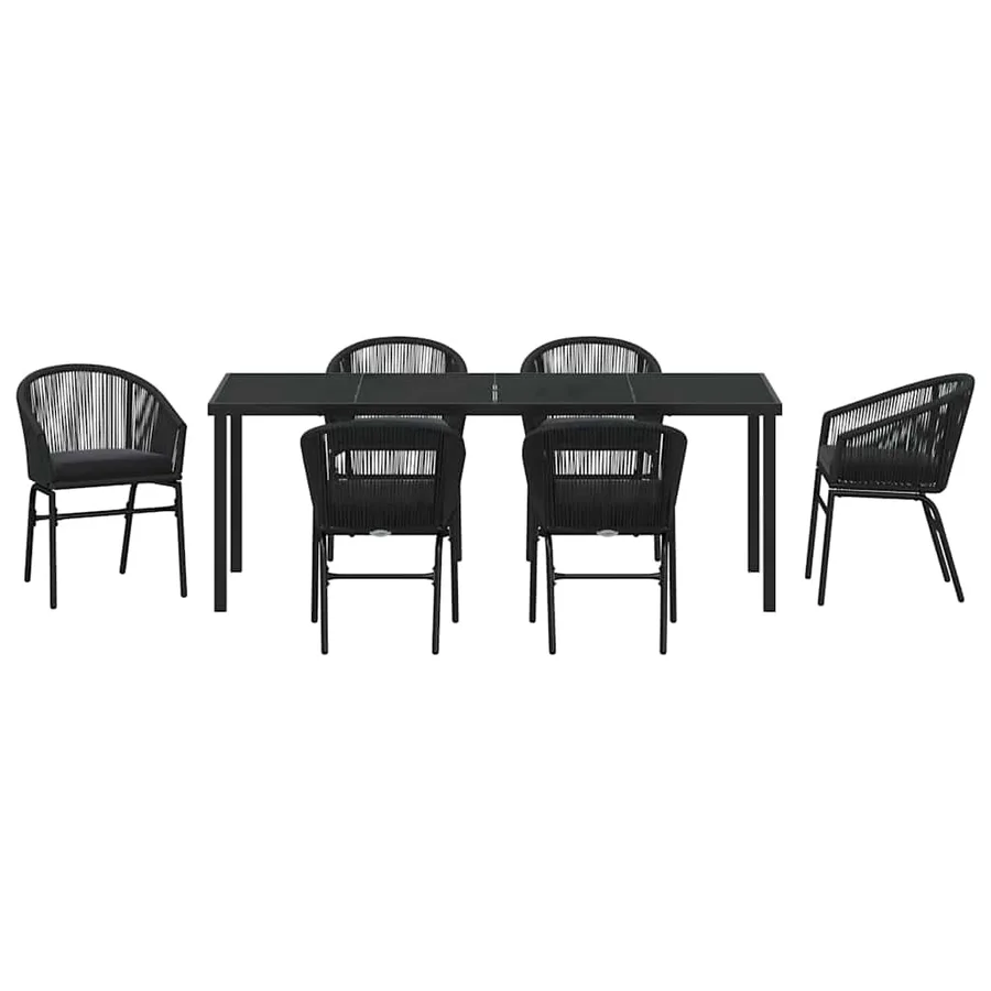 Ensemble de salle à manger pour jardin 7 pcs Noir - 7