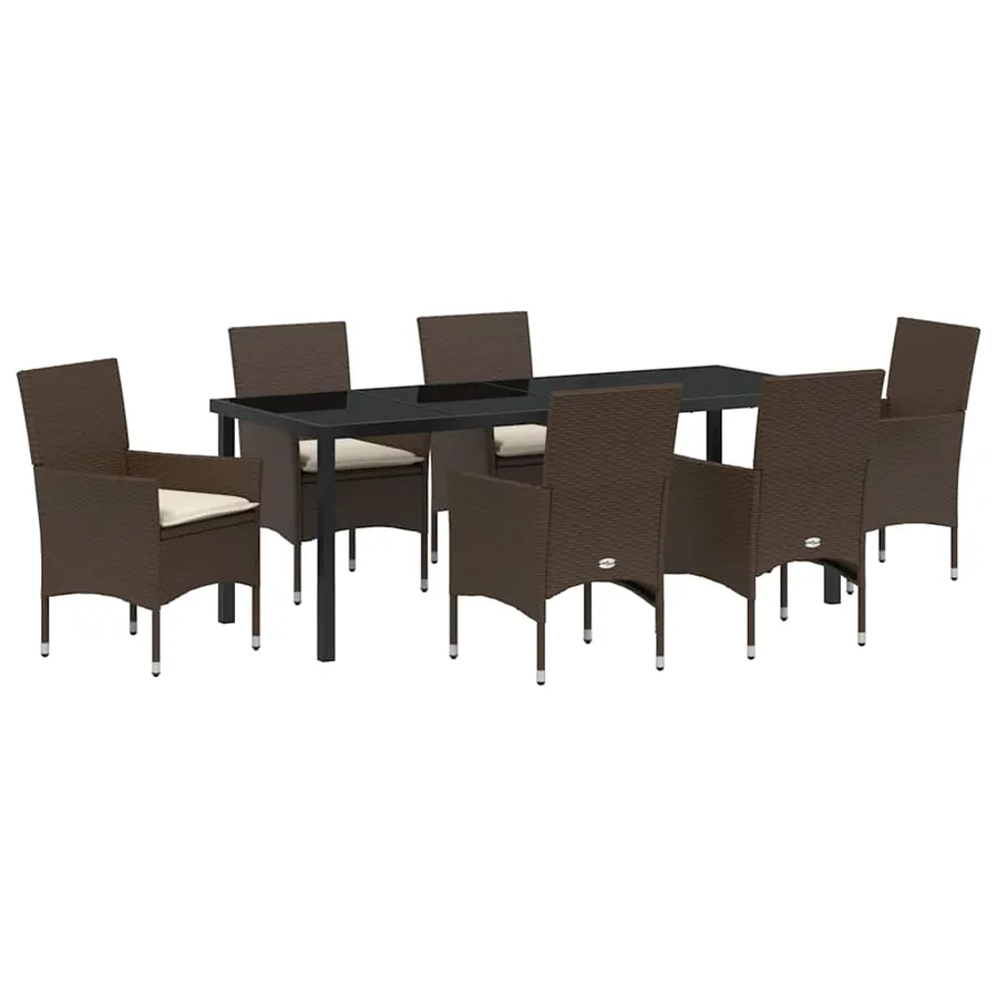 Ensemble de salle à manger pour jardin 7 pcs Marron polyrotin - 2
