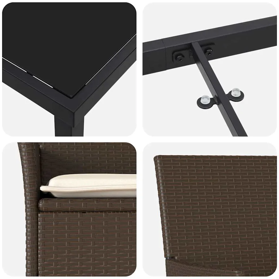 Ensemble de salle à manger pour jardin 7 pcs Marron polyrotin - 9