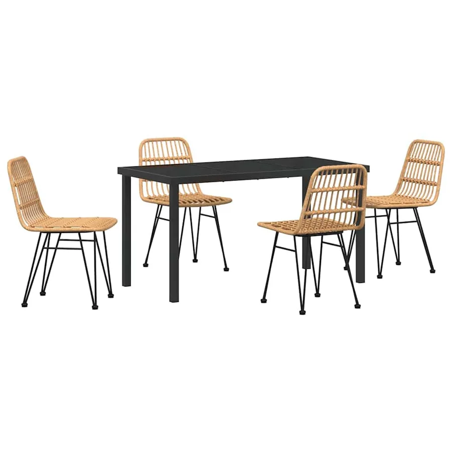 Ensemble de salle à manger pour jardin 5 pcs Marron - 2