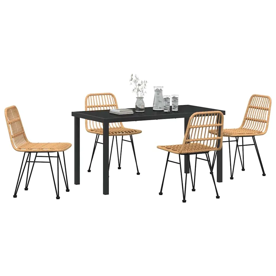 Ensemble de salle à manger pour jardin 5 pcs Marron - 3