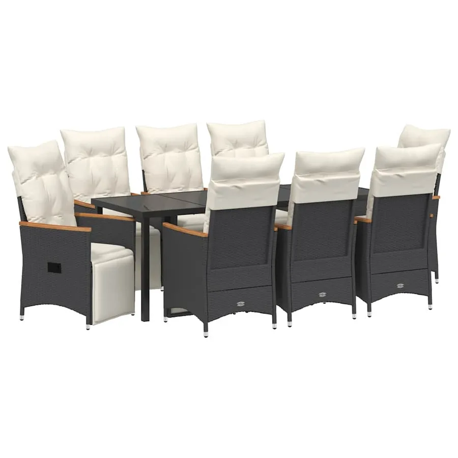 Ensemble de salle à manger pour jardin 9 pcs Noir polyrotin - 2