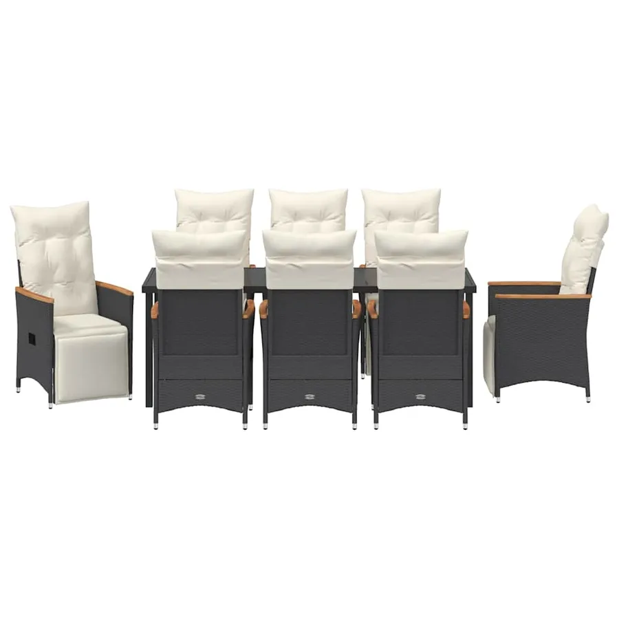 Ensemble de salle à manger pour jardin 9 pcs Noir polyrotin - 6